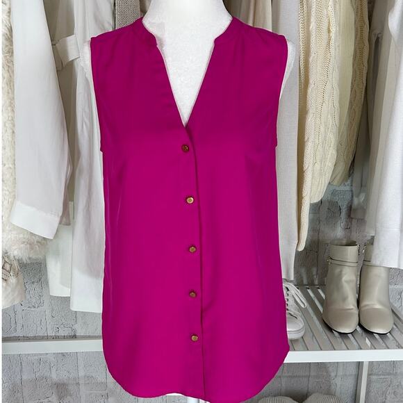 A New Day Women's Size S Pink Brass Button Up Sleeveless Blouse #0272 - Picture 1 of 10